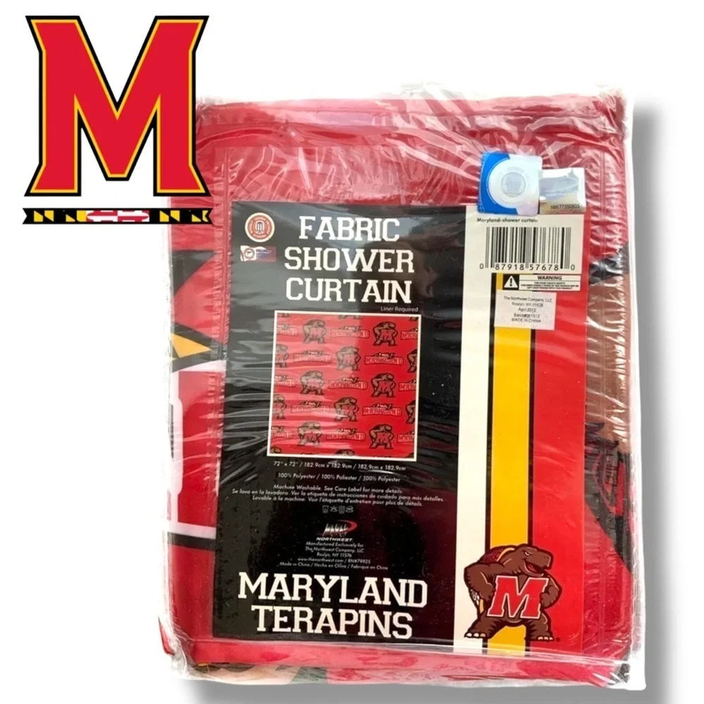 University Maryland Mascot Terrapin Fabric Shower Curtain Terp Sports 72 X 72 in